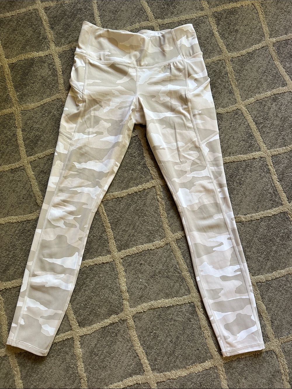 Athleta Beige & White Camo High-Rise Leggings